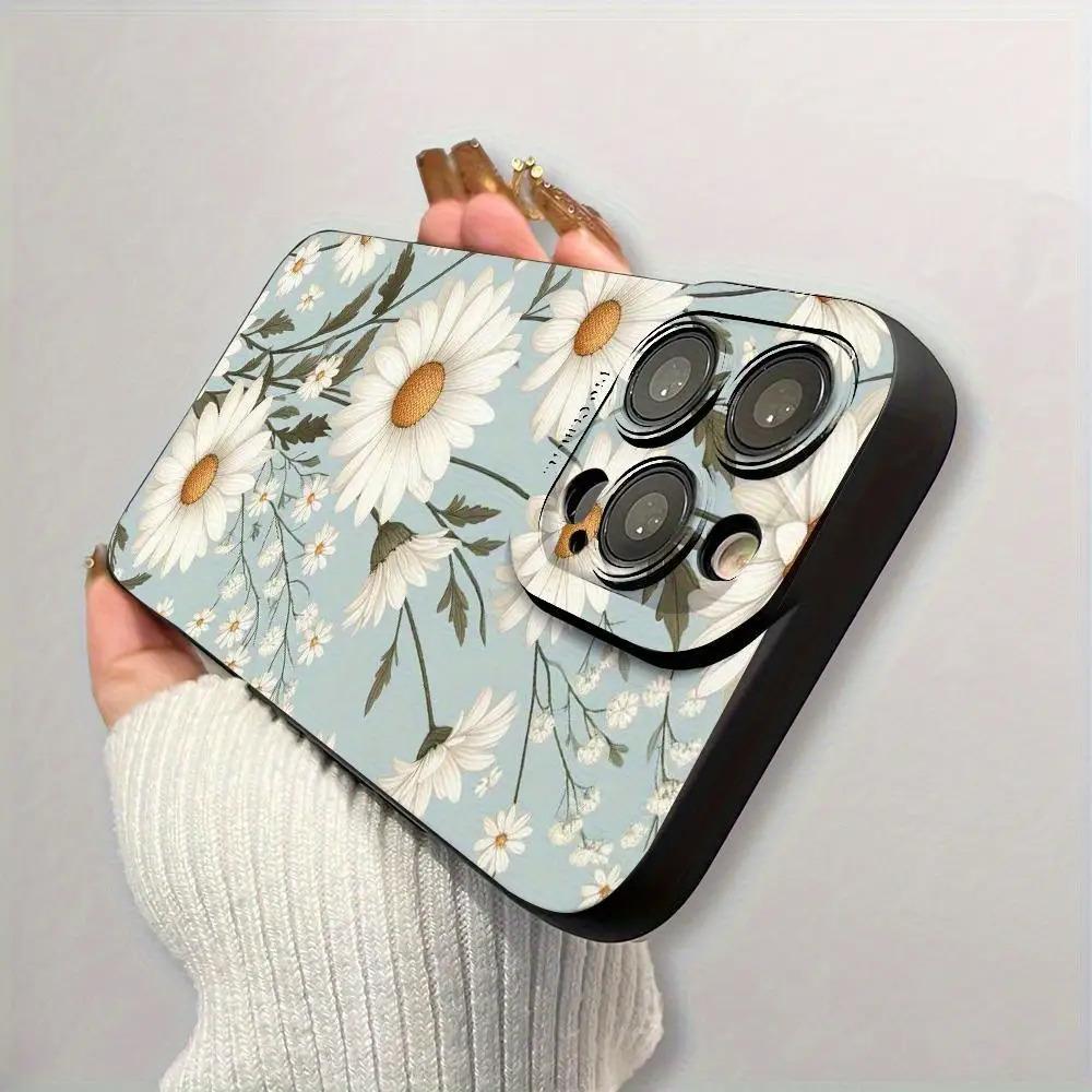 Daisy Flower Pattern Phone Case Suitable for iPhone 17 16 15 14 13 12 11 Pro/Max/Plus Anti Drop and Shockproof