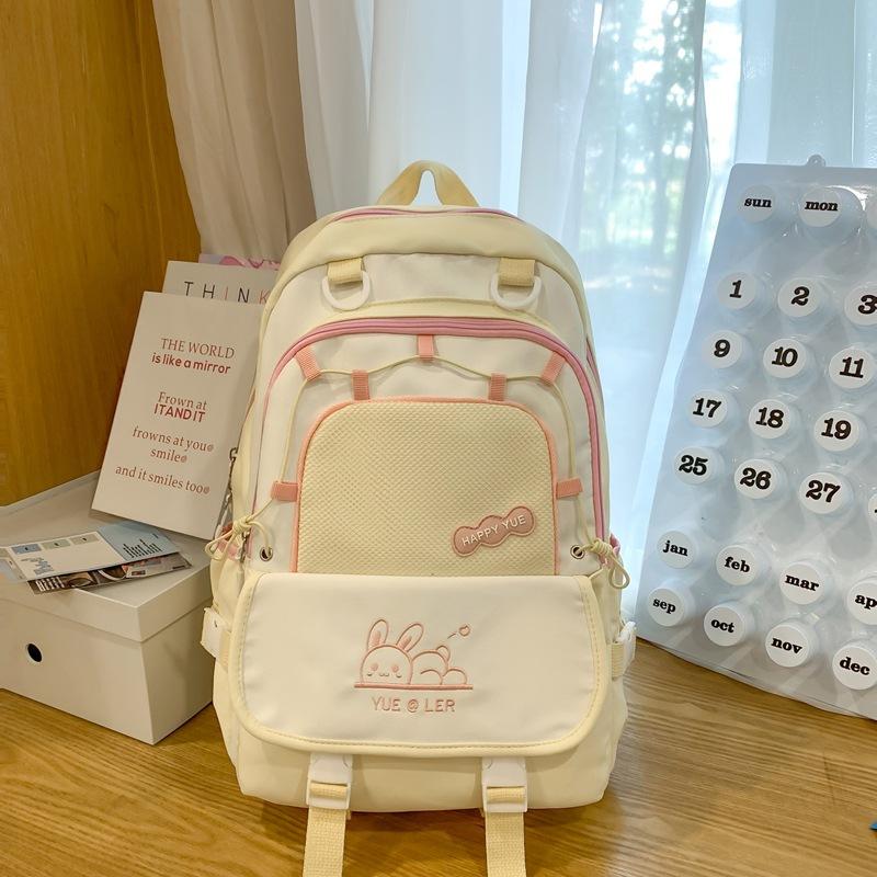 Japanese Macaron Backpack New Schoolbag Contrast Color Large Capacity Backpack for Junior High School Students