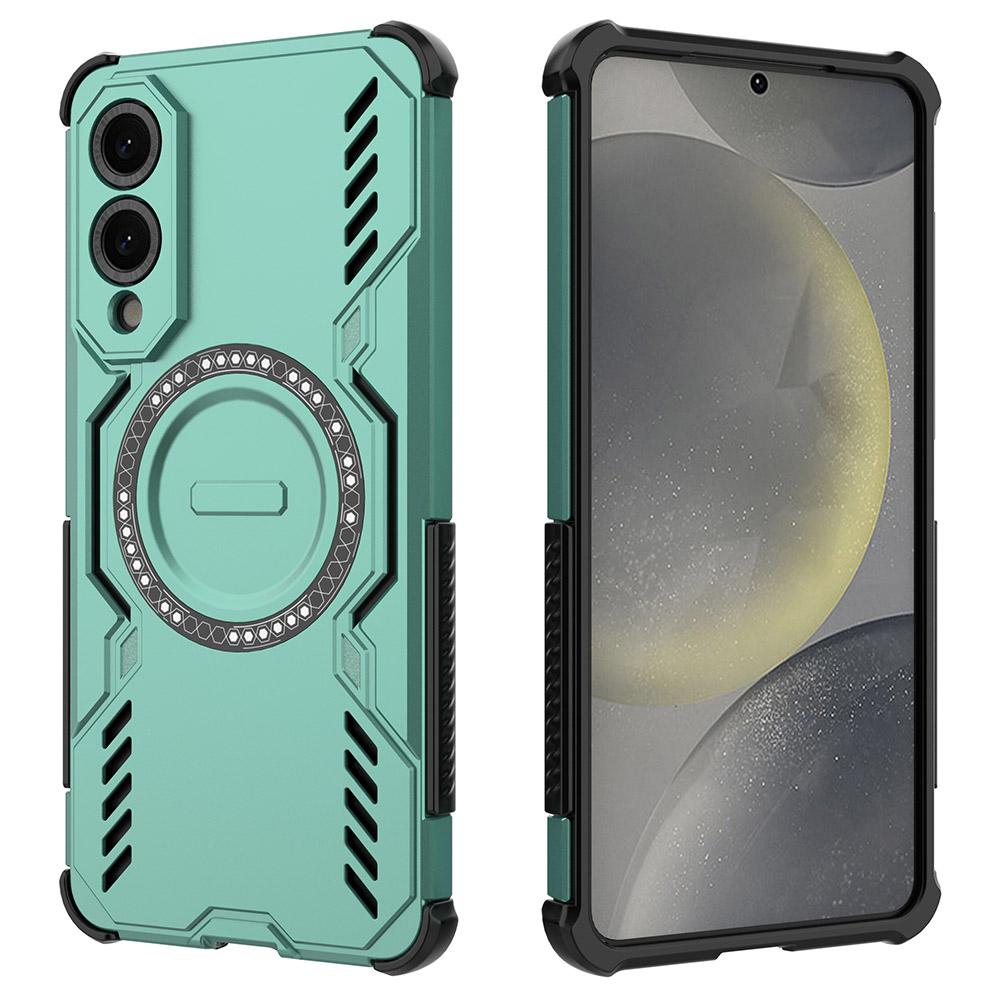 

For Samsung Galaxy S25 Edge Magnetic Case Butterfly Armor Hollow Heat Dissipation PC+TPU Phone Cover Green