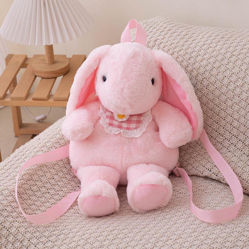 Cute bunny backpack bag plush toy doll little white rabbit doll girls messenger bag children's cloth doll