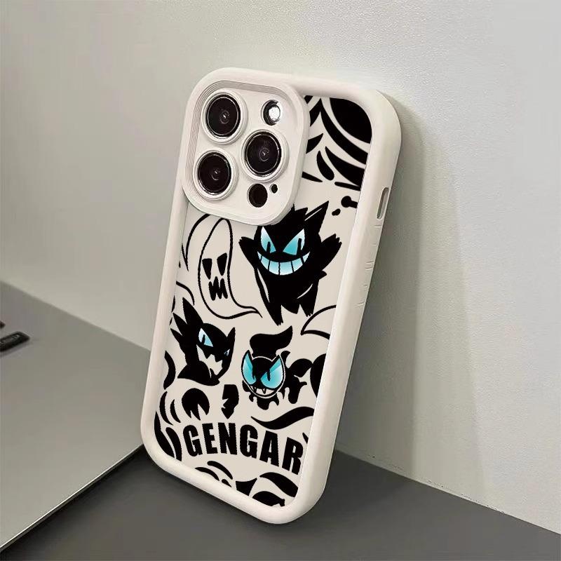 Stylish Cute Cartoon Soft Silicone Shockproof Protective Phone Case for iPhone 11 12 13 14 15 16 Pro Max Anime Gengar Shell
