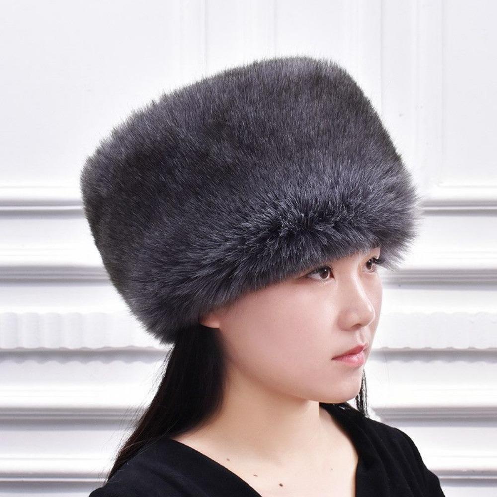 Winter Mink Cotton Hat for Men and Women Fox Fur Hat Imitation Rabbit Fur Thick Warm Dome Mongolian Hat
