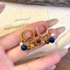 Vintage Natural Stone Colored Round Beads Pendant Gold Earrings Trendy Jewelry Unusual Ear Accessories for Women
