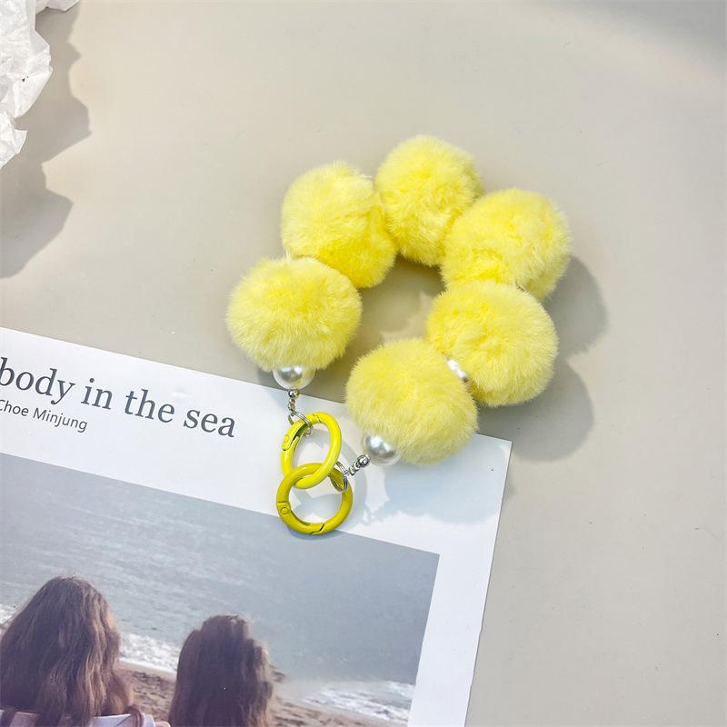 Colorful Sweet Plush Ball Chain Phone Case Decoration Bag Pendant  Anti-Lost Lanyard Creative Cute Keychain Gifts