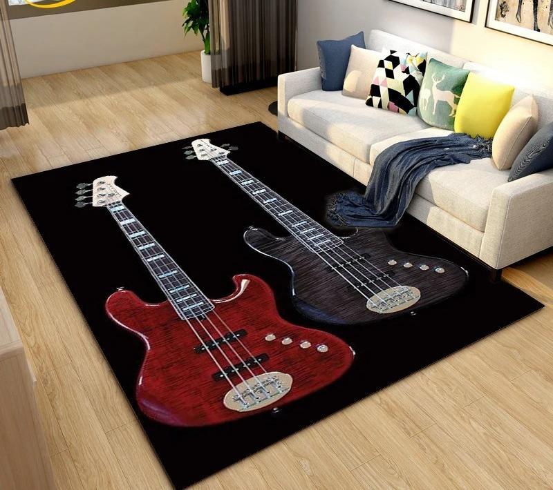 Klassische E-Gitarre Bass Teppich Schlafzimmer Zuhause Weiche Matte Waschbar Wohnzimmer Dekoration Flur Ankleidezimmer Couchtisch Teppich