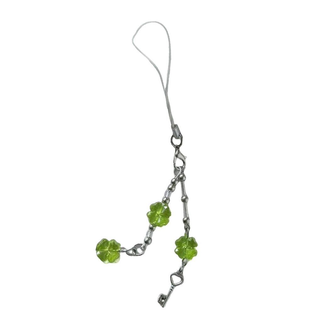 Fashionable Four Leaf Clovers Phone Charm Sturdy Acrylic Alloy Keychain Portable Phone Pendant for All Ages Adults