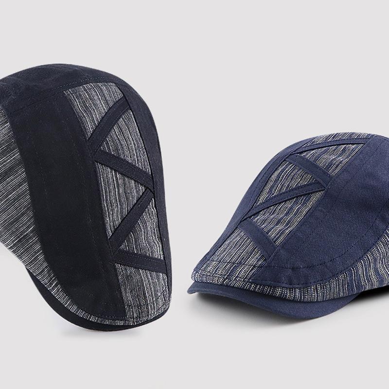 Spring Men Peaked Cap Stitching Striped Cap Outdoor Sunshade Forward Cap