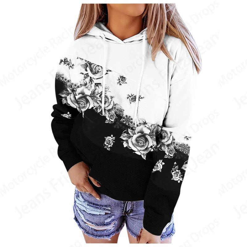 Damen Casual Mode Rundhals Pullover Sweatshirt Western Ethno Stil Retro Bedruckte Sweatshirts Kapuzenpullover