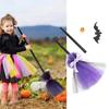 Halloweenowa miotła czarownicy regulowana długość zabawne rekwizyty wykwintna miotła z kokardką do cosplay artykuły domowe na imprezę