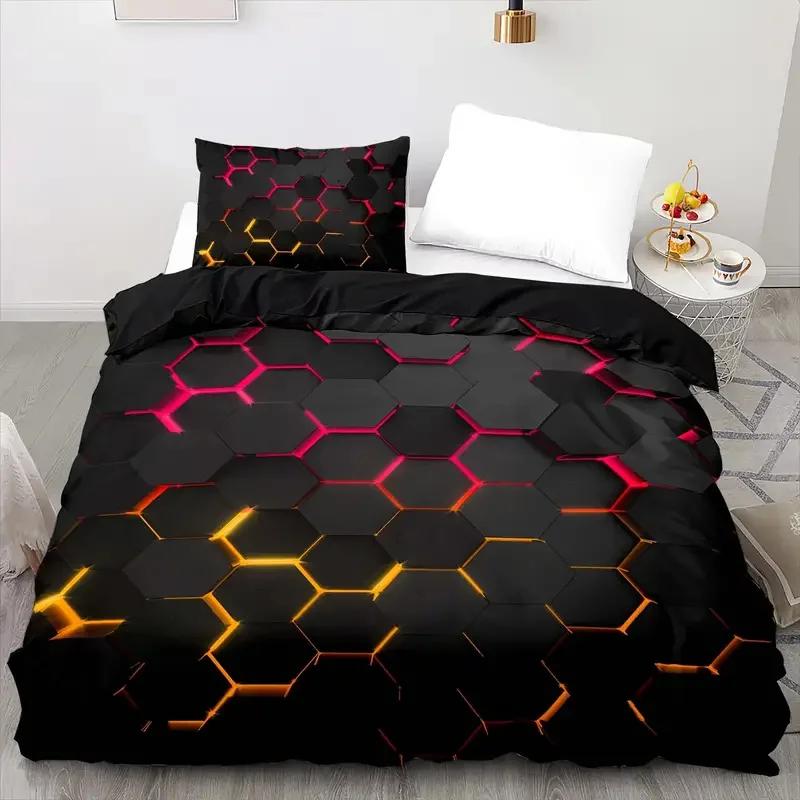 Colorful Geometry Bedding Set - Duvet Cover With Pillowcase For Single Double Bed Kids Adults Queen King Size Options Available
