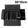 Velvet Travel Jewelry Case Roll Bag Organizer For Necklace Bracelet Earrings Ring All Black