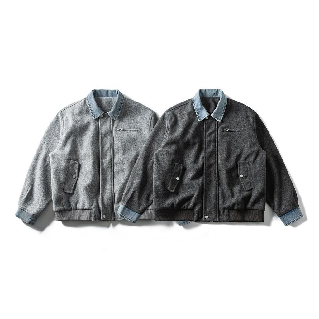 BUILTTOLAST Unisex Japanese Retro Denim Patchwork Woolen Jacket JK16