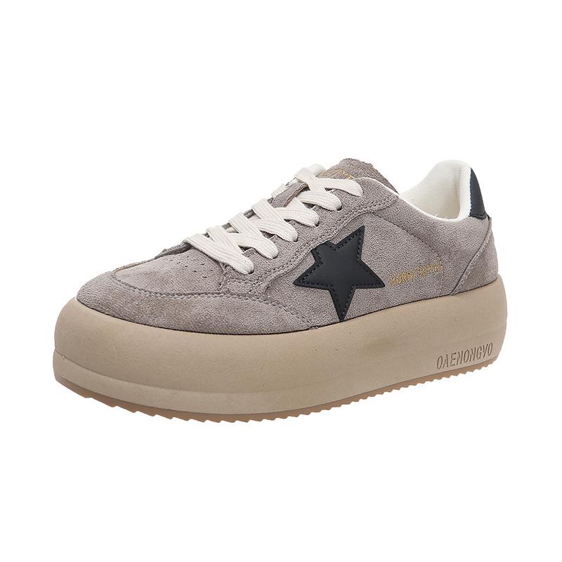 

Женская обувь на платформе новые весенне-осенние звезды маленькие белые туфли повседневная спортивная обувь для скейтборда парусиновая обувь обувь-хлеб 40 серый