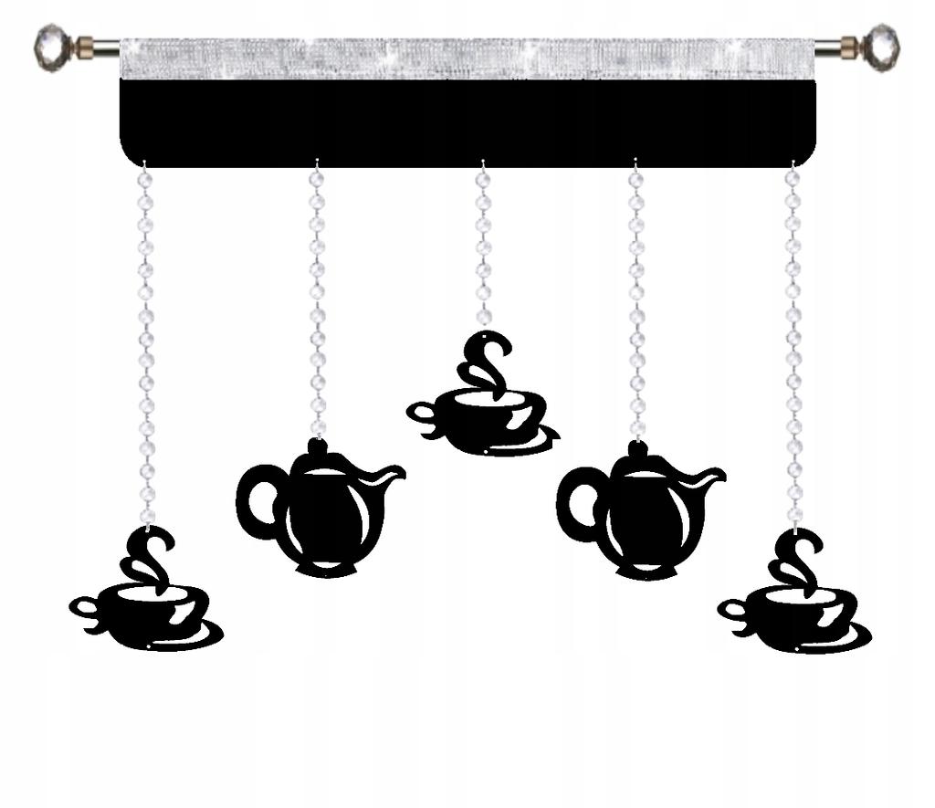 Kitchen curtain lambrequin with EKRAN openwork decorations Garland GLAMUR coffee 150