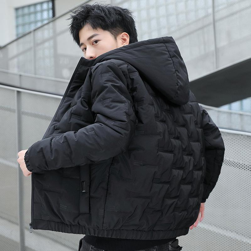 Down Cotton-padded Jacket Men's Winter Coat Thickened Warm Cotton-padded Jacket Short Fitted Hooded Men's Parka Jacket