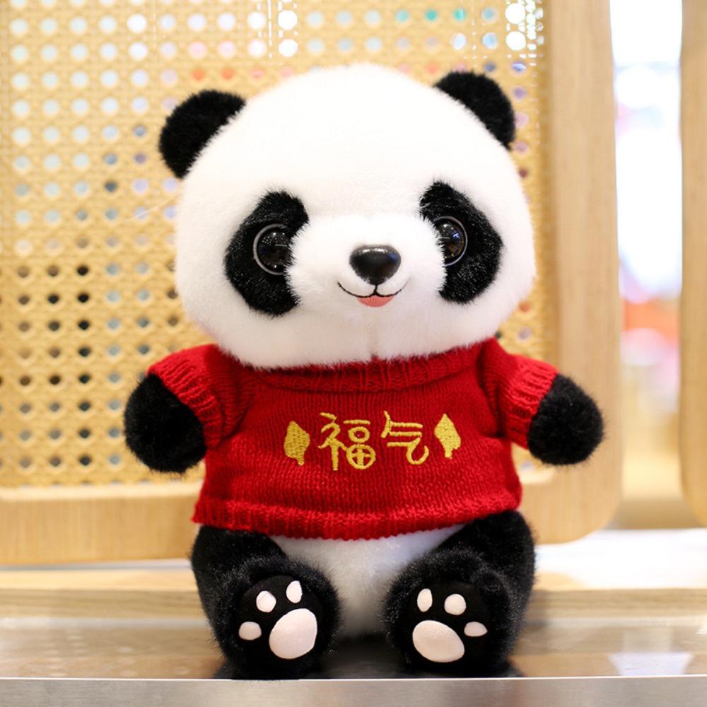 Cute sweater giant panda plush toy wholesale panda base Sichuan souvenir eight inch grab machine doll