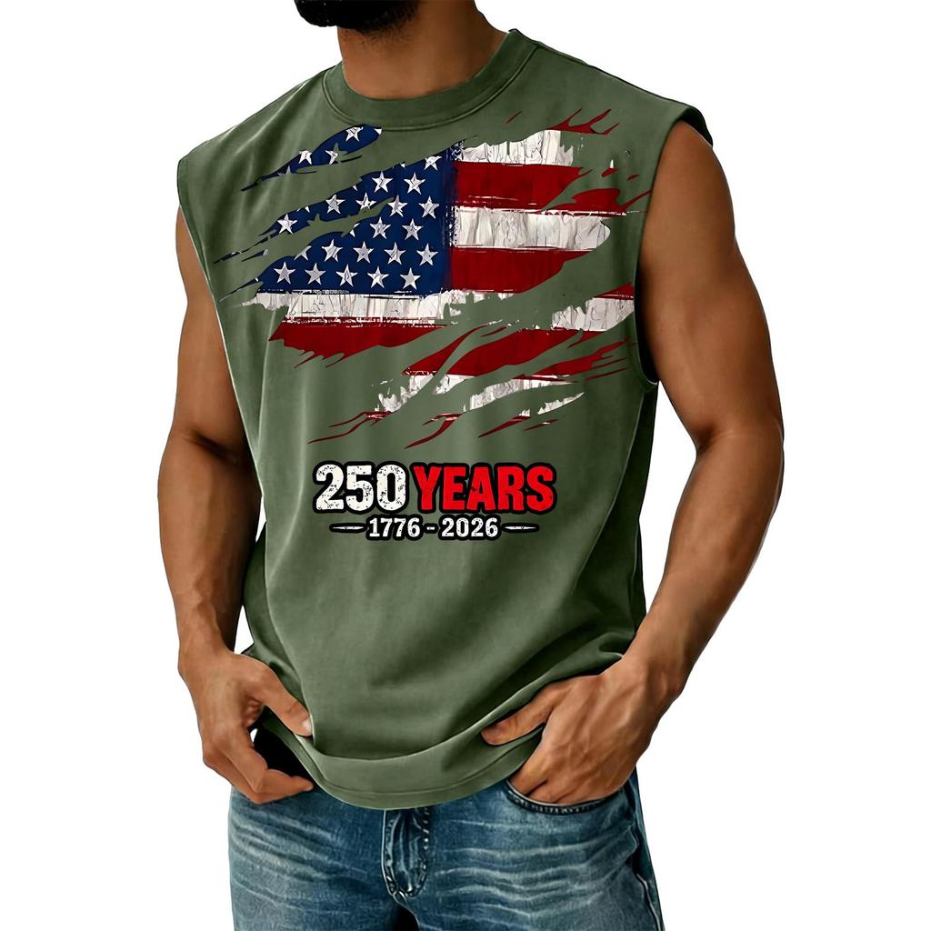 Men's Casual Independence Day Printed Tank Top