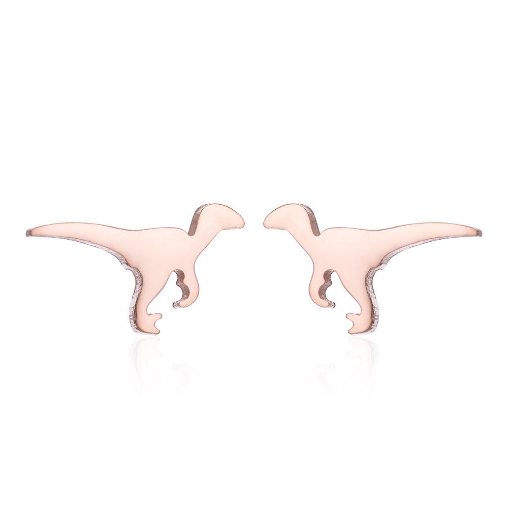 Retro Stainless Steel Dinosaur & Christmas Motif Stud Earrings
