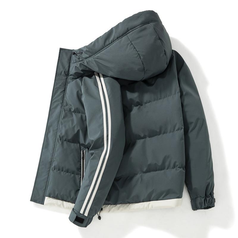 Men's Winter Padded and Thickened Loose Casual Bread Clothing Straight Hem Coldproof Hooded Warm Coat