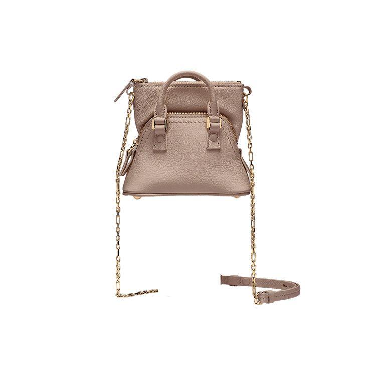 Maison Margiela 5AC Adjustable Chain Strap Zipper Closure Goat Leather Shoulder Bag Women Shoulder Bag Pink SB1WG0022P5348T4310