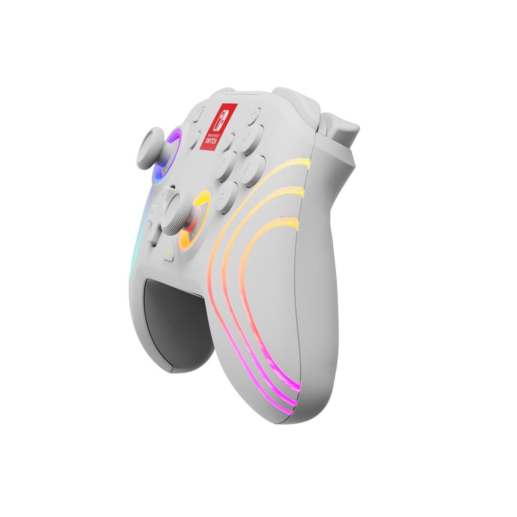 PDP Afterglow Wave Wireless Nintendo Switch Pro Controller with Motion Fully Licensed for Customizable LED Rechargeable Power White Controls,