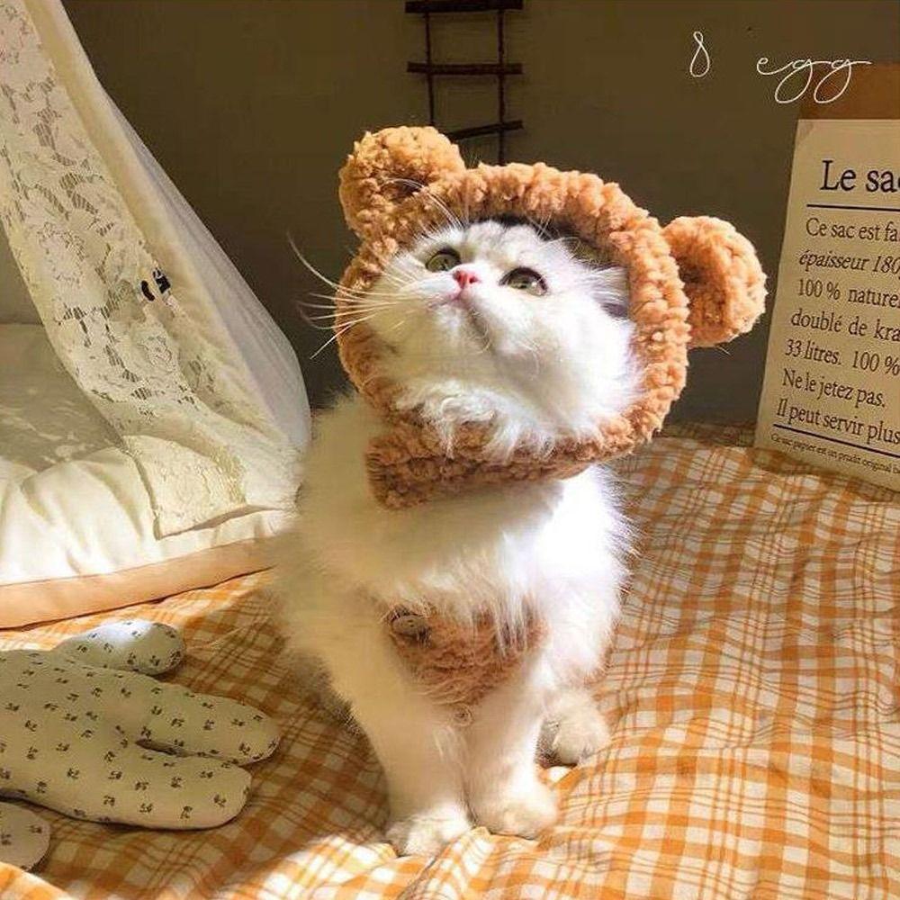 Warm Cosplay Costume Comfortable Headgear Puppy Cap Short Plush Bear Cat Hat