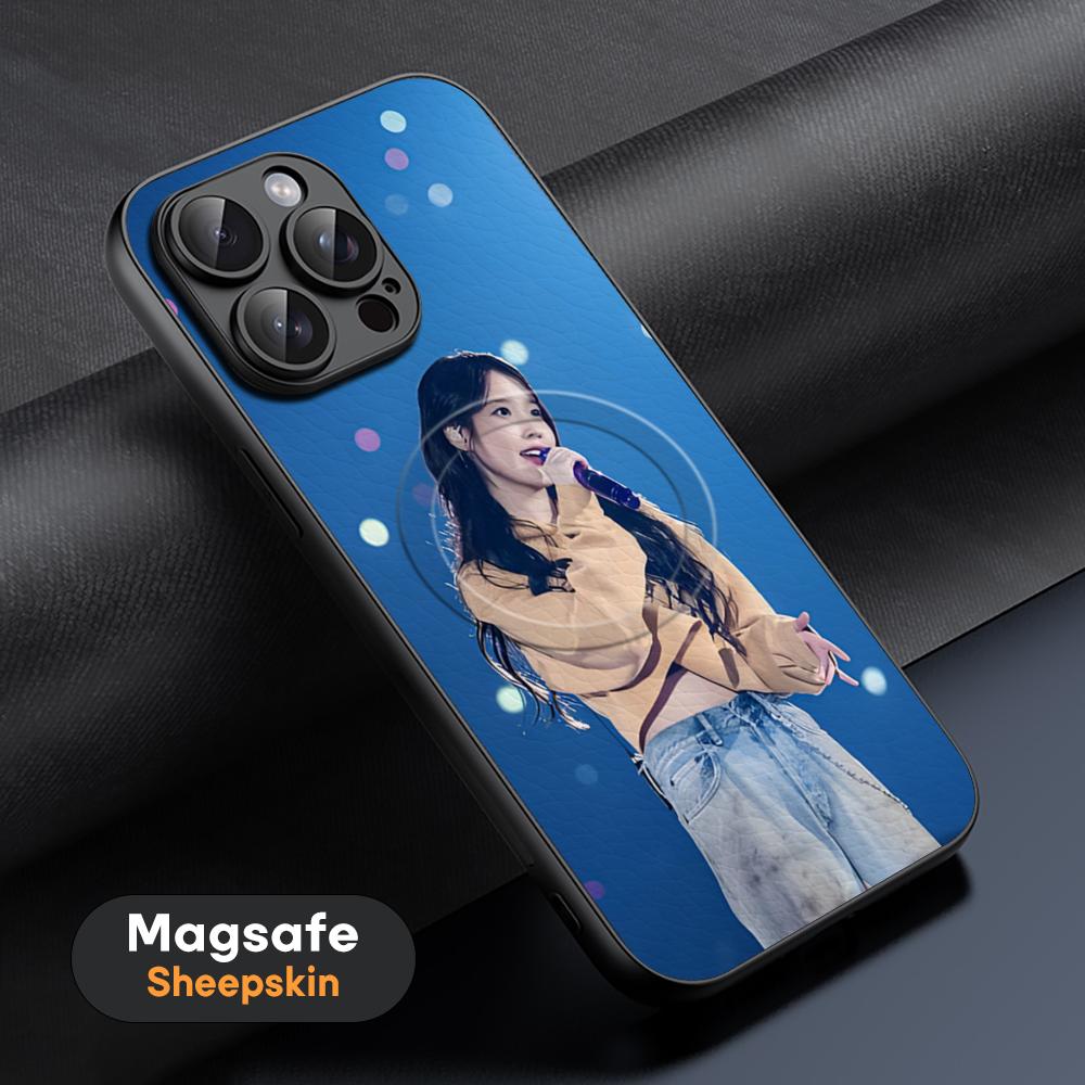 IU PopularStar Phone Case For iPhone 16 15 14 13 12 11 Plus Pro Max High-end Luxury Magsafe Sheepskin