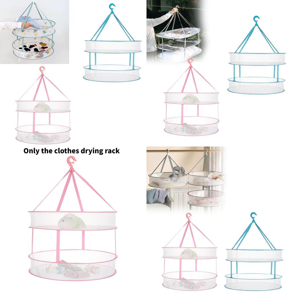 Portable Foldable Clothing Drying Basket With Dual Layers For Laundry Room Or Balcony