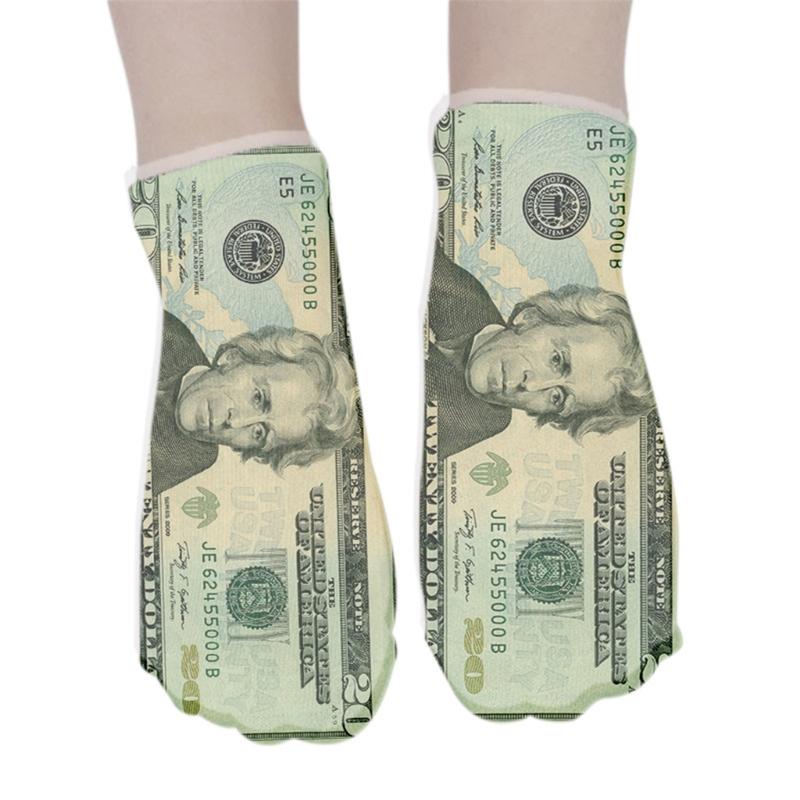 Herren Damen Lustig Unisex Neuheit 3D Gedruckte Knöchelsocken Dollar Schein Geld Muster Kurzschaftsocken Weihnachtsfeier Geschenk