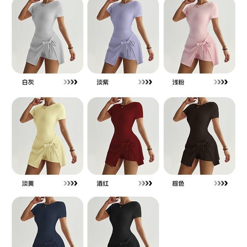 Yiwu Yoga One-Piece Short Skirt Tight And Beautiful Back Fake Two-Piece Outdoor Fitness Anti-Light Sports Tennis Skirt