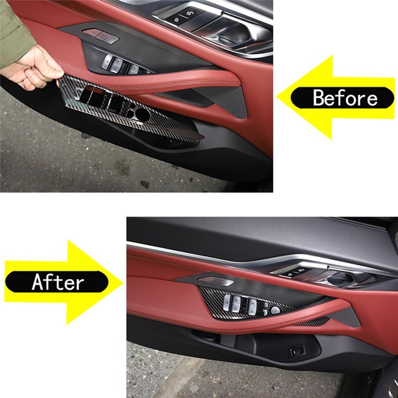 Authentic For BMW 4 Series G26   Car Window Glass Lift Switch Button Panel Frame Cover Trim Replacement Parts (ABS Carbo