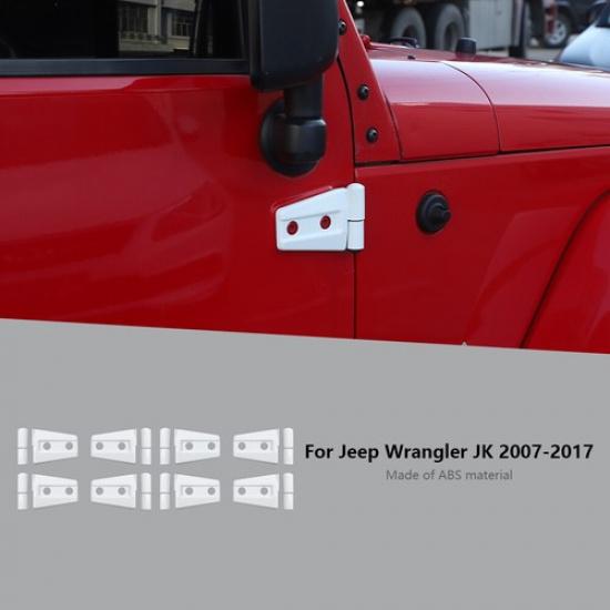 

White Door Hinge Covers Trim Protector Kit for 2007-2018 Jeep Wrangler JK JKU