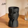 Contemporary Entrance Hall Accents Couple Embracing Abstract Vase, Matte Black Decorative Sculpture, Modern Style Unique 3D Printed Craft Gift