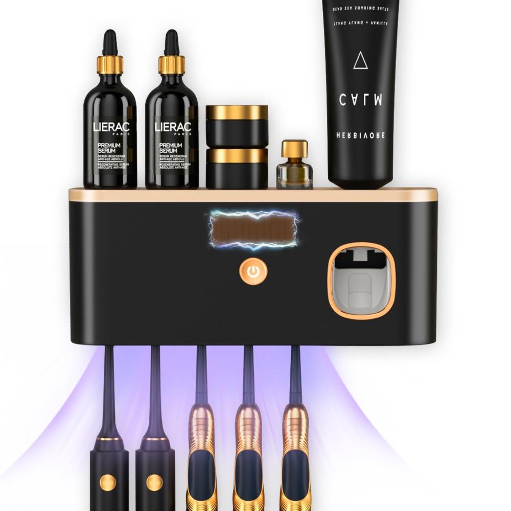 No Drilling Electric Toothpaste Dispenser Solar Charging Smart Toothbrush Organizer