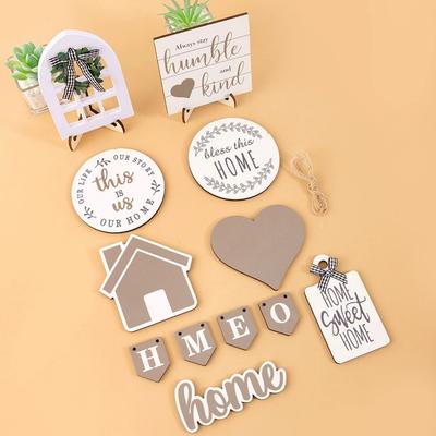 Home Wood Sign Summer Beach Tiered Tray Decoration Set Farmhouse Rustic Home Decor Rustic Table Ornaments for Home Kitchen Table Housewarming Gift