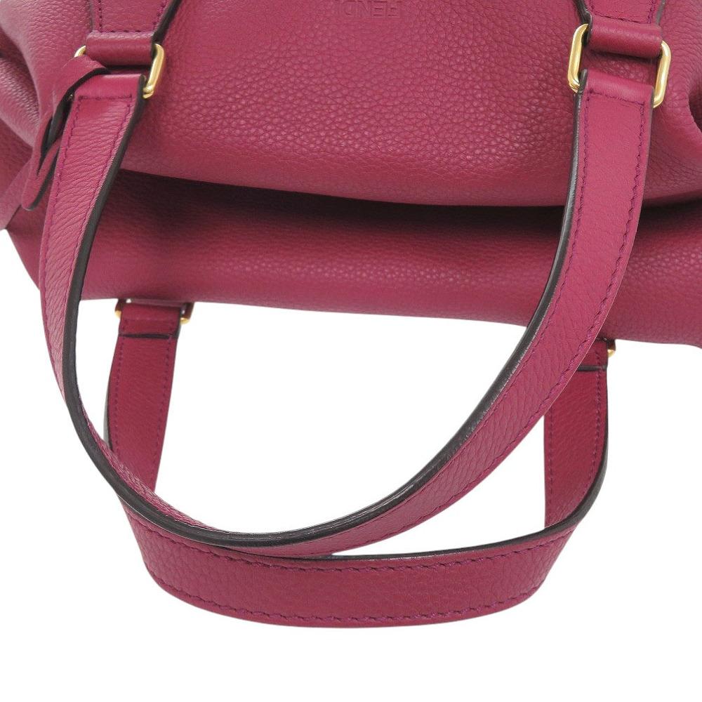Used AUTHENTIC FENDI 8BN249 Pink Leather Hand Bag