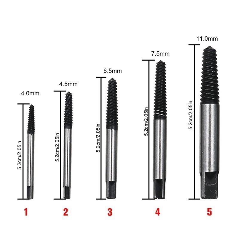 Ghid de burghie pentru extractor de șuruburi 5 buc. Înlăturare șuruburi deteriorate rupte