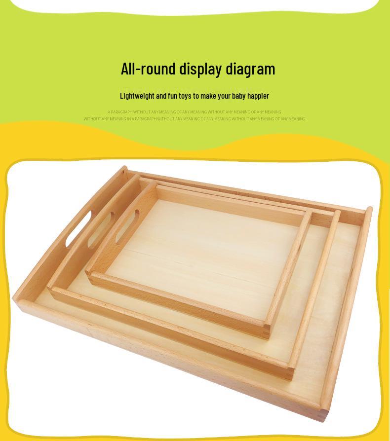 Montessori Wooden Tray for Early Education and Practical Life Activities - Beechwood Storage and Toy Tray for Kindergarten.
