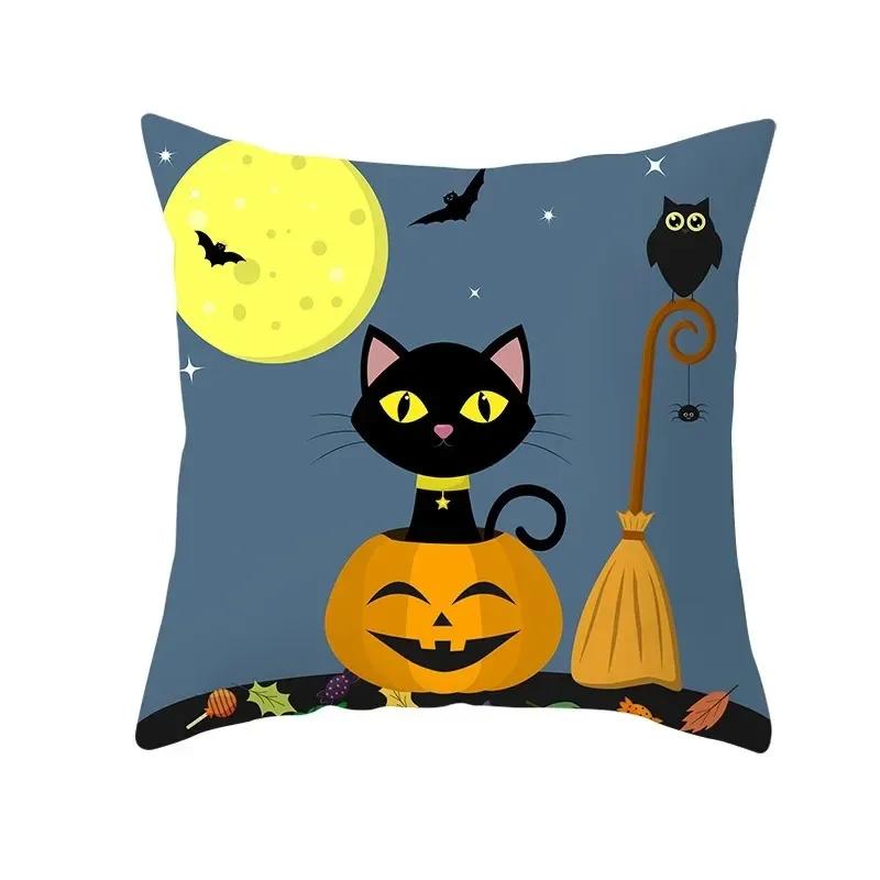 Halloween decorative cushion funny cat pillow sleeve is suitable for home living room sofa waist cushion bedroom decoration
