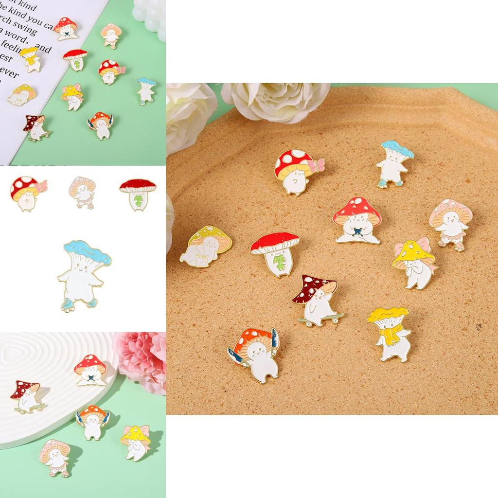 Adorable Mushroom Brooch Cute Metal Badge Fashion Accessory For Clothing And Bags