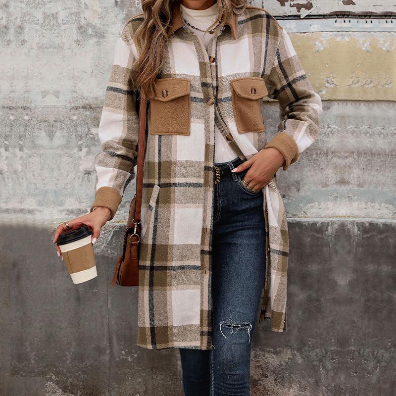 European & American Autumn/Winter Retro Plaid Shirt Jacket