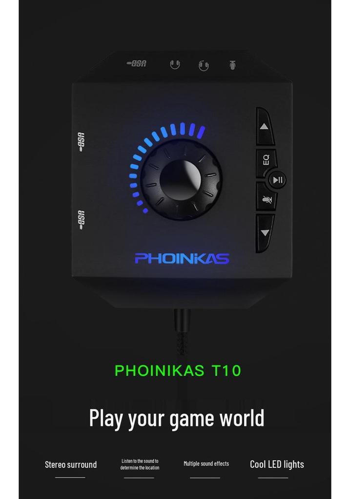 7.1 Channel USB Gaming Audio Converter for Headphones, Microphones, and Speakers