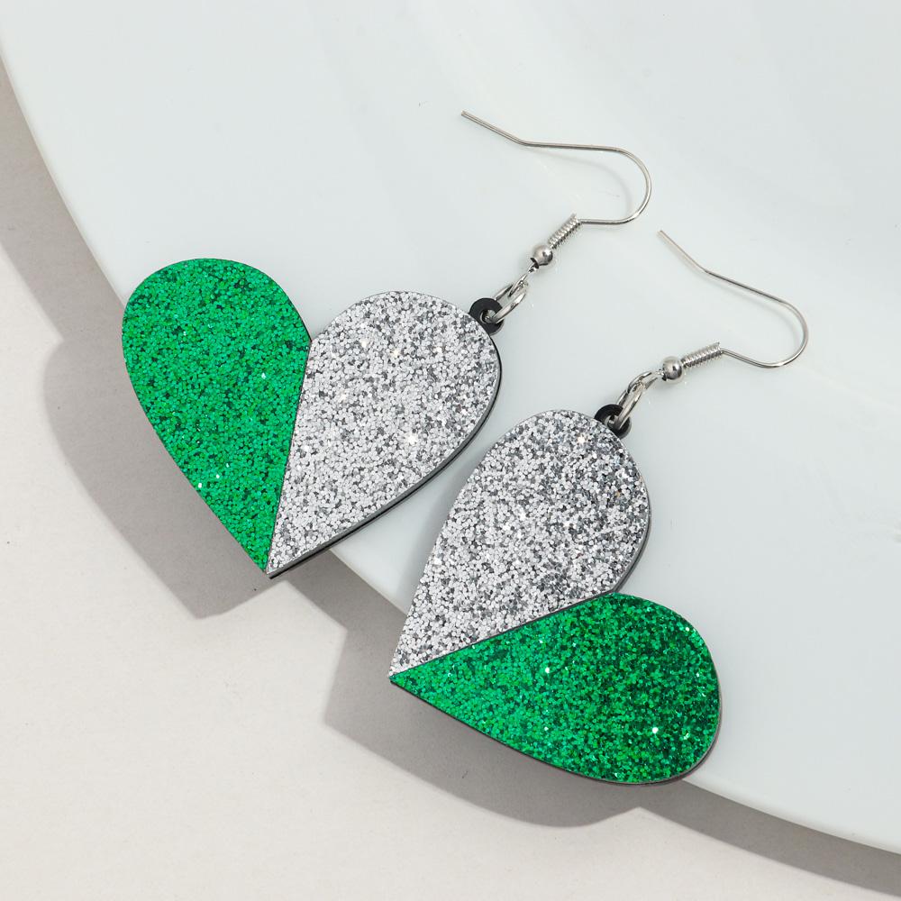 New Valentine's Day Heart Acrylic Earring for Women Creative Gold Powder Dual Color Love-Shape Drop Earrings Trendy Jewelry Gift
