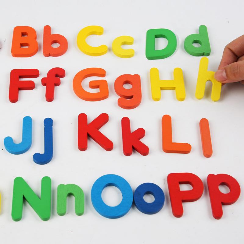 Kids Montessori Wooden English Letter Set Uppercase Lowercase Letters Cognitive Spell Word Games Early Learning Educational Toys