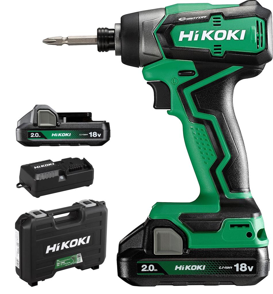 HiKOKI Avvitatore a percussione 18V WH18DD Include riparazione iniziale due e (WH18DD(2BG)) - garanzia, batterie da 2,0 Ah, caricabatterie, valigetta.