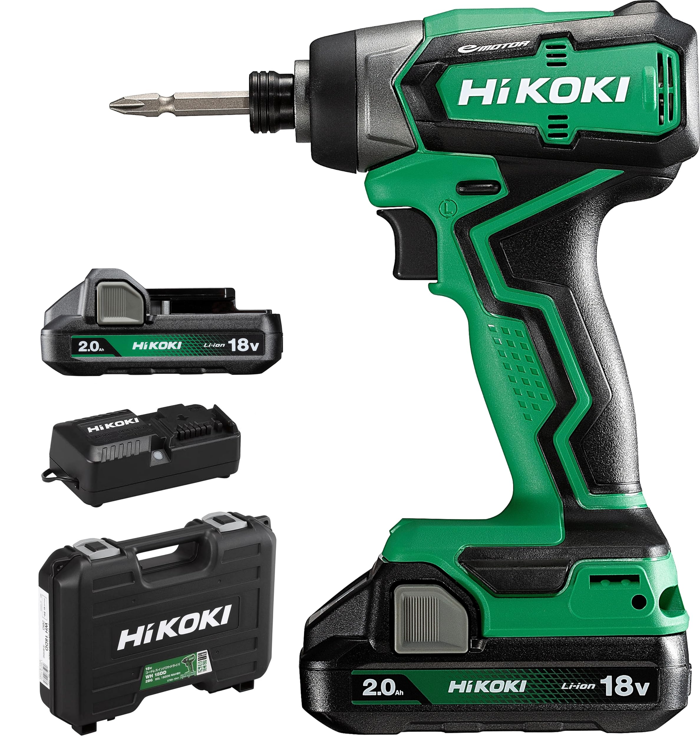 

[Amazon.co.jp Exclusive] HiKOKI 18V Impact Driver WH18DD with First-Time Repair Warranty, Two 2.0Ah Batteries, Charger, and Case Included. Electric Sc