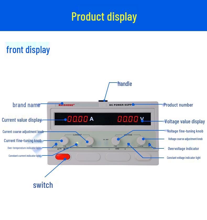 Maisheng High Power Adjustable DC Regulated Power Supply with Digital Display, 600V/800V Motor Electroplating & Aging Test