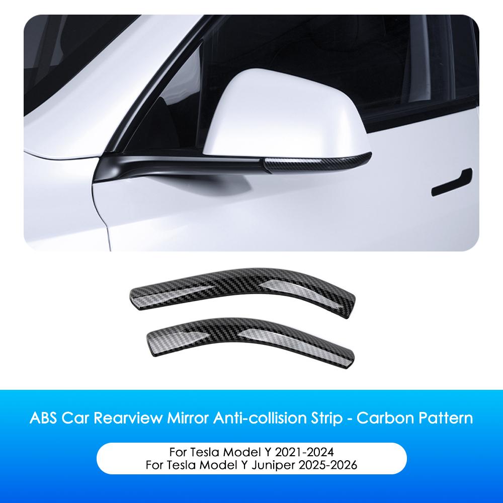 Heenvn 2Pcs Car Rear View Mirror Anti-colision Protector Strip For Tesla Model 3 Highland Model Y Juniper 2025 2026 ABS Carbon