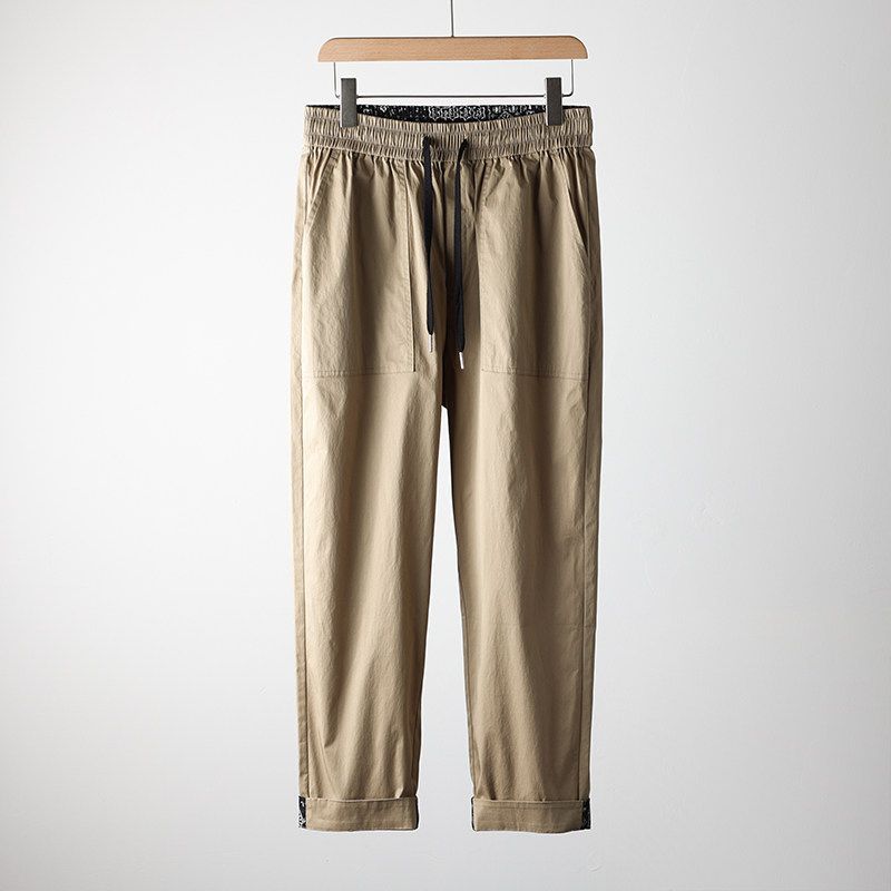 Export Pants Summer Cut Label Men s Pants Curling Export Tail Single Drawstring Straight-leg Casual Pants Original Single Cattle Goods Pants Kakh M