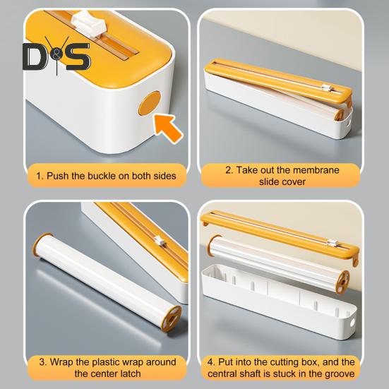 Frischhaltefolienspender mit Schiebeschneider, 2-in-1-Halter für Frischhaltefolie aus Alufolie für die Küche, innovativer Frischhaltefolienschneider und -spender für das Restaurant zu Hause